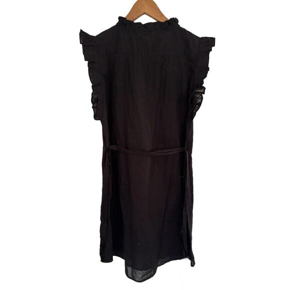 Elan Black Ruffle Sleeve Dress Button Up With Belt Large NWT - Picture 9 of 10